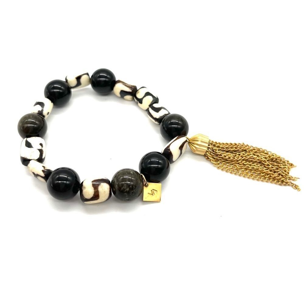 African Kenya Batik Bone & Marble stone Bracelet